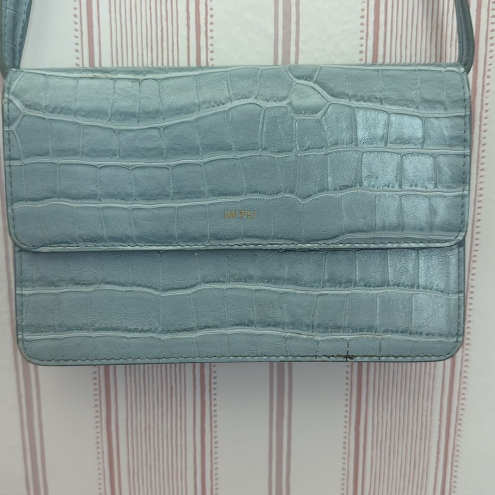 Jw pei Blue Croc-Embossed Shoulder Bag - Picture 2 of 4